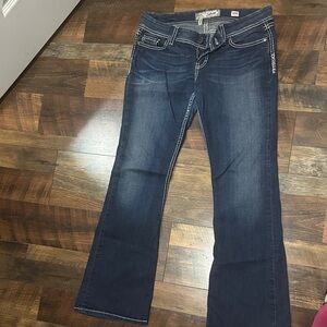 BKE Dark Blue Flare Jeans with Contrast Stitching